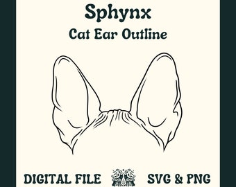 Sphynx Katzenohr Umriss SVG geschnittene Datei und PNG-Datei für Cricut oder Silhouette -- Digitale Datei