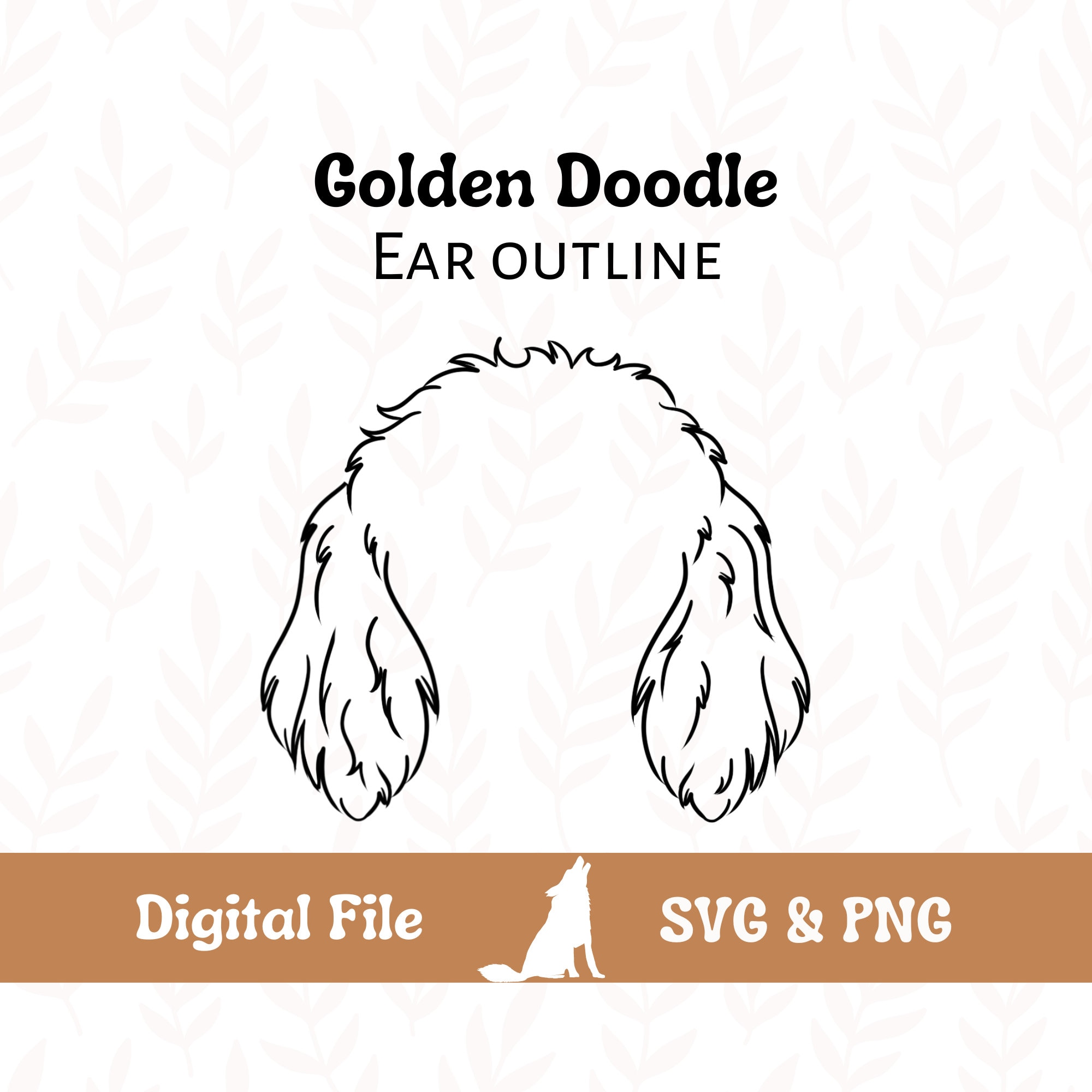 Golden Doodle Dog Ear Outline SVG Cut File and PNG File for Etsy UK