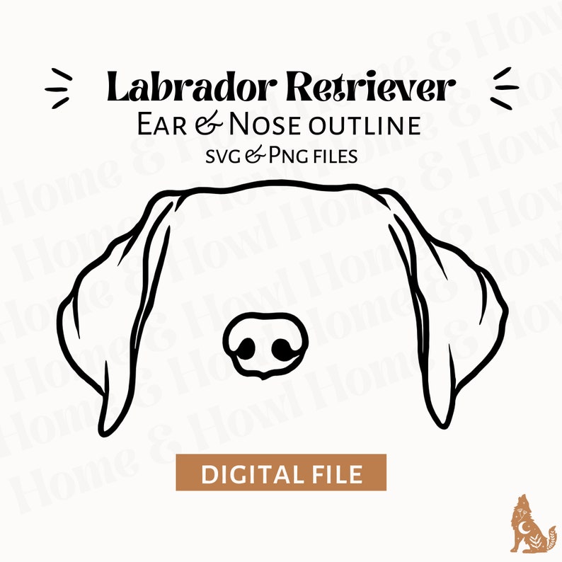 Labrador Retriever Minimal Line Art Dog Ear Nose Outline SVG Etsy