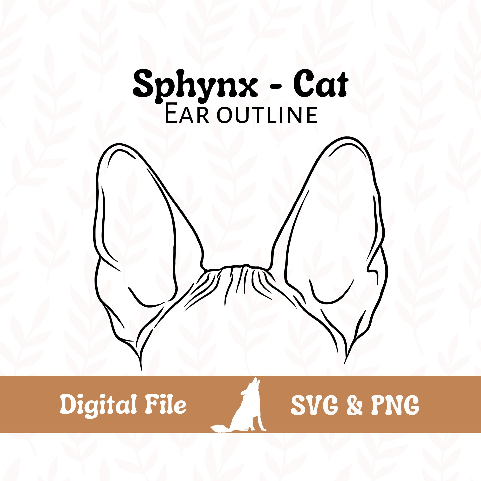 Sphynx Cat Ear Outline SVG Cut File and PNG File for Cricut or Etsy