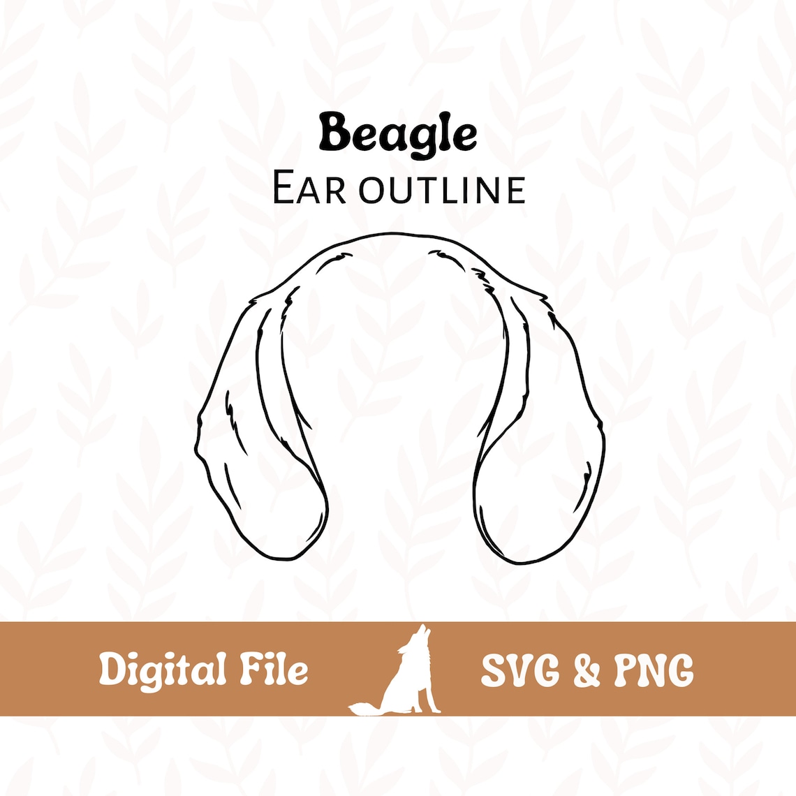 Beagle Dog Ear Outline SVG Cut File and PNG File for Cricut or Etsy