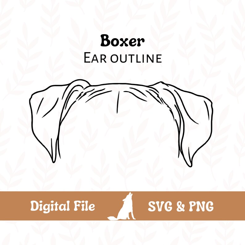 Boxer Dog Ear Outline SVG Cut File and PNG File for Cricut or Etsy