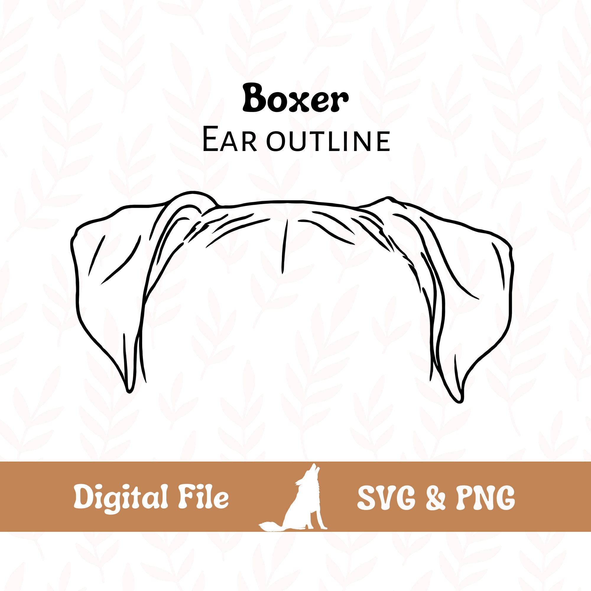 Boxer Dog Ear Outline SVG Cut File and PNG File for Cricut or Etsy