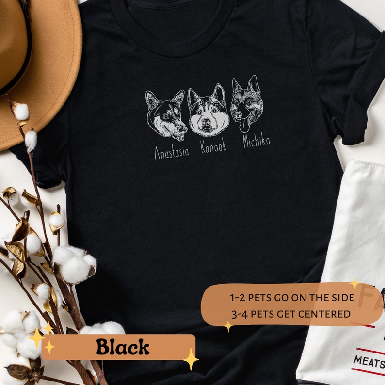 Custom Pet Portrait Shirt Personalized Dog Mom Gift Shirt From Pet Photo Custom Pet T-Shirt Black