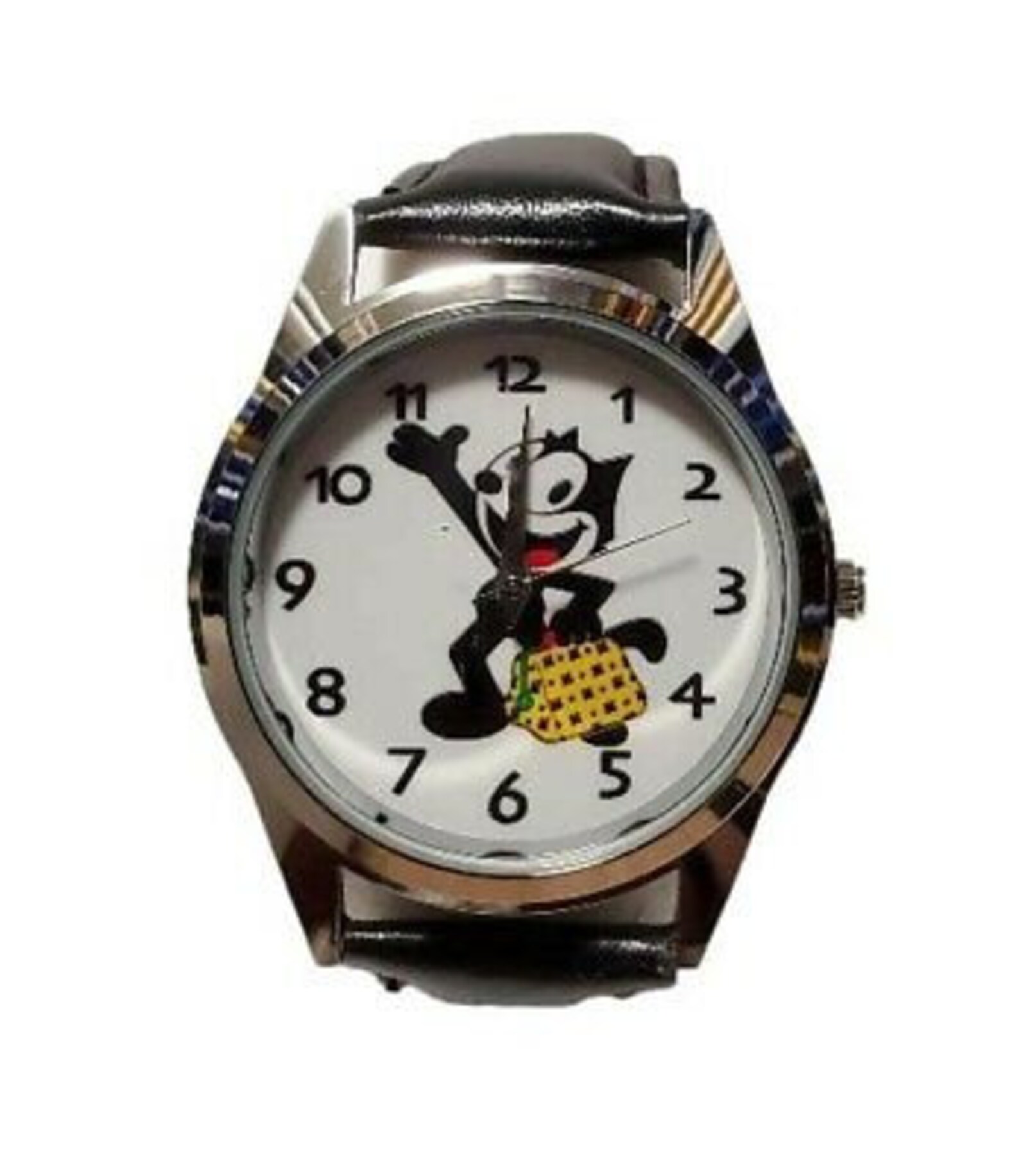 Felix The Cat Cartoon Character Black Leather Band Wrist Watch Etsy