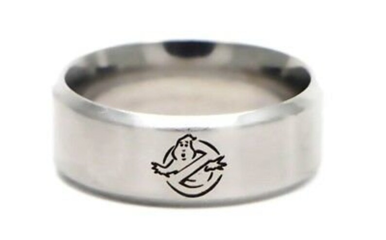 Ghostbusters No Ghost Logo Stainless Steel Band RIng