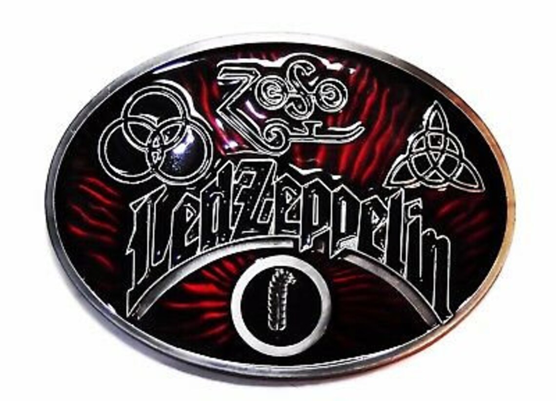 Led Zeppelin Rock Band Oval Metal/Red Enamel Belt Buckle Etsy