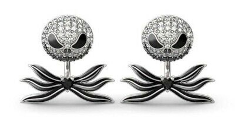 NBC Jack Skellington Rhinestone With Bow Tie Stud Earrings