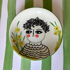 Illustrated wall hanging, illustrated plate, vintage plate, unique wall art, plate art, wall hanging, original gift