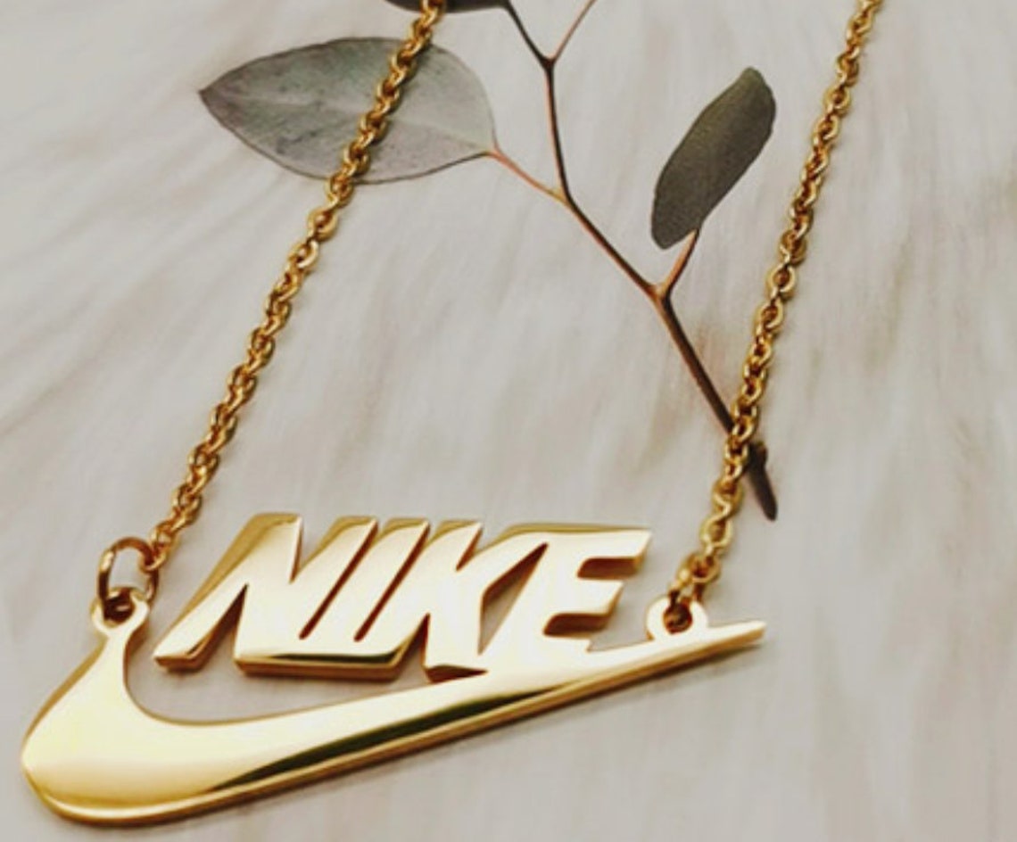 Nike Swoosh Halskette und Anhänger goldfarben Edelstahl Etsy