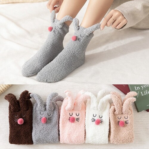 Rabbit Women Ladies Fluffy Bed Socks Winter Warm Lounge - Etsy UK