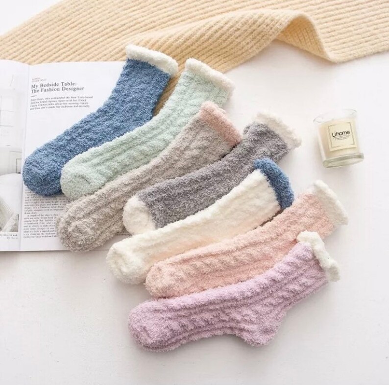 Japanese Colorful Ladies Women Winter Warm Soft Fluffy Bed Socks Lounge Slipper Fleece Sock 