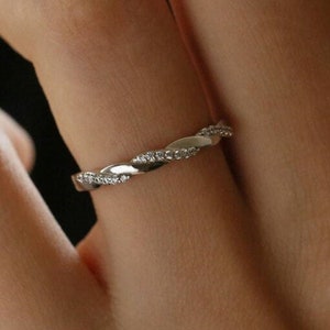 14K Diamond Twisted Wedding Band, Diamond Ring, Twisted Band, Diamond Twisted Ring, Diamond Rope Ring, Matchable Band, Stackable Ring, Sale