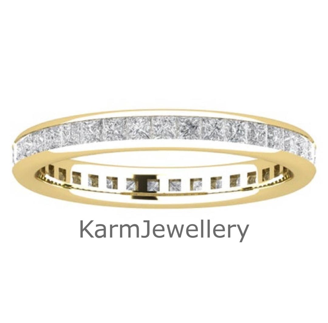 Princess Cut Moissanite Full Eternity Band, 14k Gold Wedding Ring - Etsy