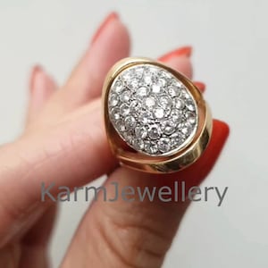 Two Tone Ring, Twilight Bella Wedding Ring, Round Cut Moissanite Ring, Vintage Floating Split Shank Ring, Engagement Ring, Unique Jewelry