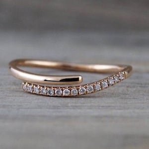 Round Cut Diamond Open Bypass Thumb Ring, Handmade Minimalist Dainty Jewelry, Wrap Dainty Ring, Minimalist Daily Wear Ring, Women Jewelry