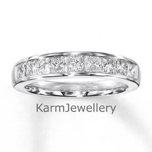 Wonderful Princess Cut Moissanite Designer Matching Band For Engagement Ring, Half Eternity Channel Set Comfort Fit Wedding Anniversary Band