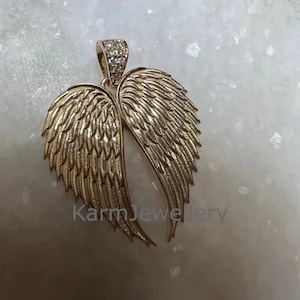 Handmade Gold Double Wings Pendant - Feather Jewelry