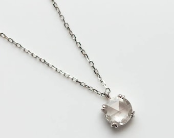 Antique Rose Cut Necklace, Round Rose Cut Colorless Moissanite Pendant, Necklace for Women, Round Rose Cut Pendant, Custom Made For You,Sale