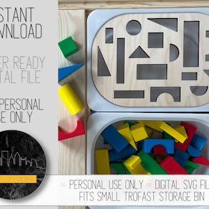 Kleiner Holzblock Trofast Sensory Bin Insert Digitale SVG-Datei, Schnittdatei, Holzblock-Einsatz