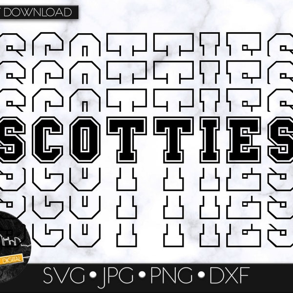 Scotties SVG Digital Download, SVG Cut File, SVG for Cricut or Silhouette, School Spirit svg, Team Mascot