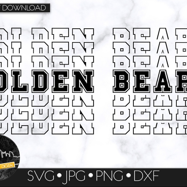 Golden Bears SVG Digital Download, SVG Cut File, SVG for Cricut or Silhouette, School Spirit svg, Team Mascot