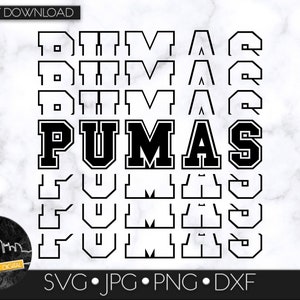 Pumas SVG デジタル ダウンロード、SVG カット ファイル、Cricut または Silhouette 用 SVG、School Spirit svg、チーム マスコット