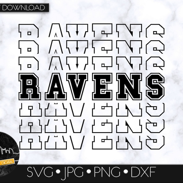 RAVENS SVG Digital Download, Svg Cut File, SVG for Cricut or Silhouette, School Spirit svg, Team Mascot