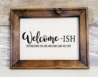 Welcome-ish... Depends on who you are and how long you stay. reverse canvas sign