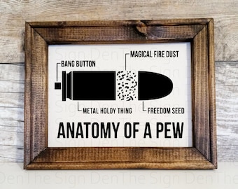 Anatomy of pew sign. Reverse canvas
