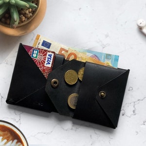 Hand crafted Origami-Inspired Leather Passport Wallet: Cash, Documents, and Cards in Style Slim and Foldable Design for Travelers image 1