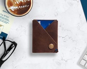 Origami-Inspired Leather Card Holder: Folded for Exceptional Style - Ideal Gift for Every Occasion. Minimalist, unique & slim