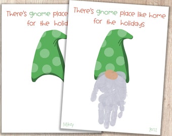 Gnomo imprimible navideño/festivo/Recuerdo de huella de mano para niños/Recursos para maestros/padres/Manualidades para preescolar y jardín de infantes