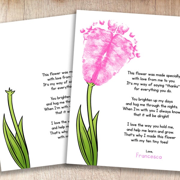 Mother's Day Flower, Poem + Printable | Kids' Footprint Keepsake | Teacher & Parent Resources | Crafts for Toddlers and Pre-K