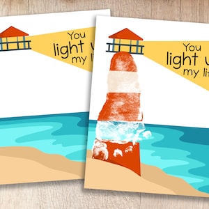Lighthouse &quot;You Light Up My Life&quot; Printable | Kids&#39; Handprint Footprint Keepsake | Teacher and Parent Resources | Pre-K and Toddler Crafts