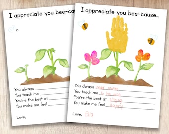Teacher Appreciation Printable | I Appreciate You Bee-Cause... | Teacher & Parent Resources | Crafts for Pre-K and Kindergarten Children