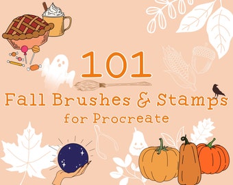 101 Fall Stamps & Brushes for Procreate   |   Leaves, Halloween, Pumpkins, Thanksgiving, and More