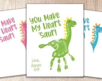 Valentine's Day Dinosaur Pun Printable | Kids' Handprint Keepsake | Teacher and Parent Resources | Crafts for Pre-K + Kindergarten Children