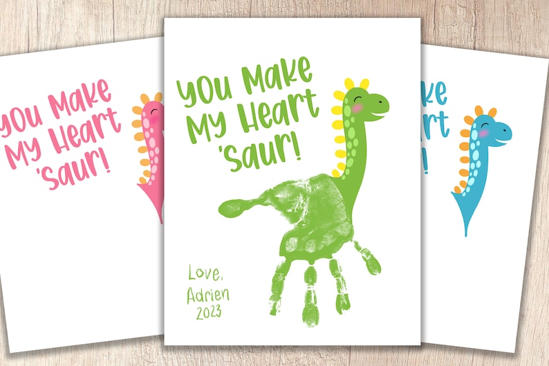 Valentine's Day Dinosaur Pun Printable | Kids' Handprint Keepsake ...