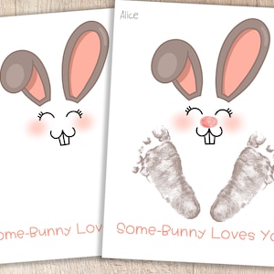 Ostern Printable | "Irgendein-Häschen Liebt Dich" | Fußabdruck-Andenken der Kinder | Ressourcen für Lehrer und Eltern | Handwerk für Pre-K + Kindergarten
