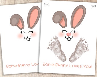 Easter Printable | "Some-Bunny Loves You" | Kids' Footprint Keepsake | Teacher & Parent Resources | Craft for Pre-K + Kindergarten