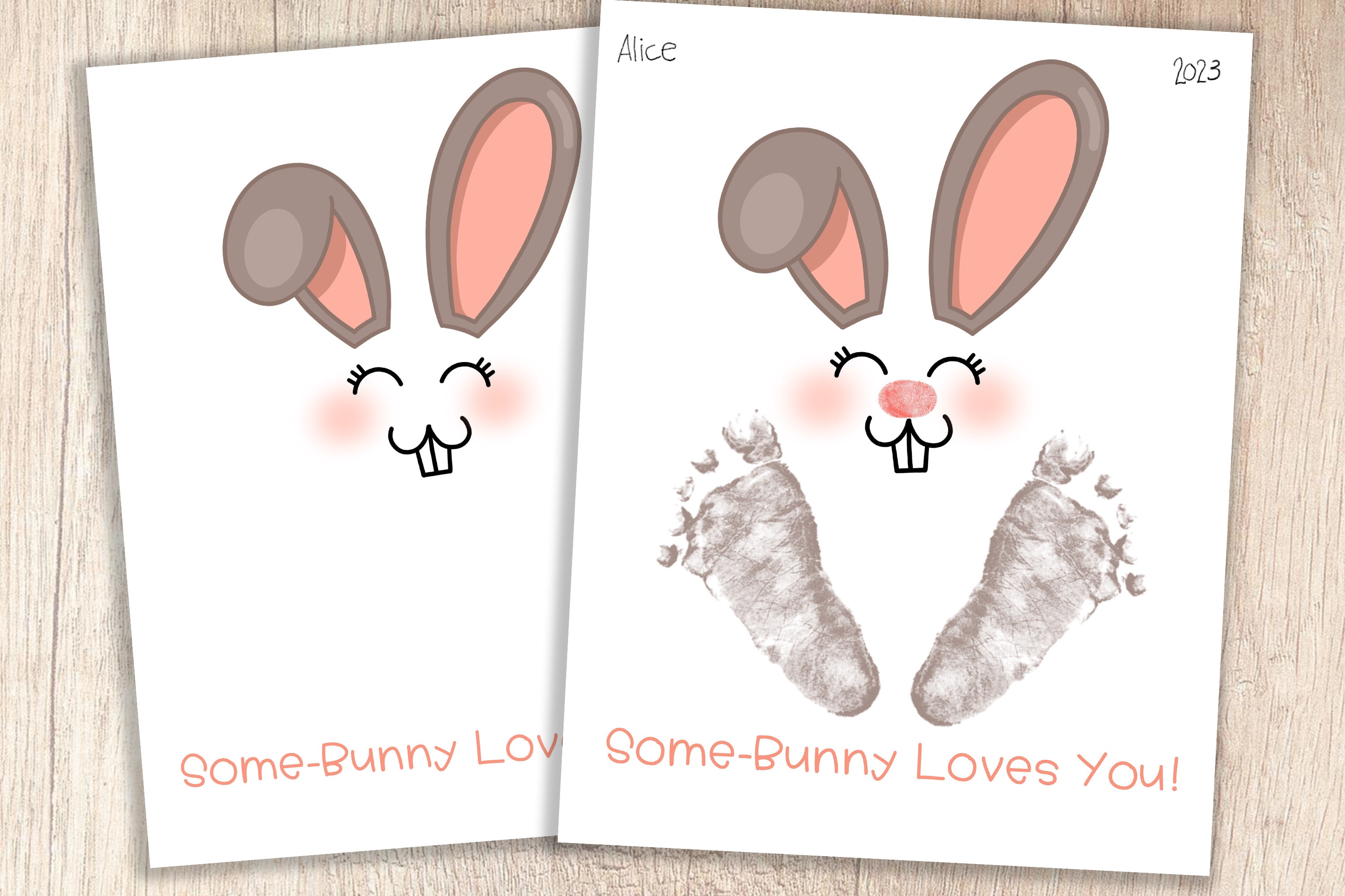 Ostern Printable | "Irgendein-Häschen Liebt Dich" | Fußabdruck-Andenken der Kinder | Ressourcen für Lehrer und Eltern | Handwerk für Pre-K + Kindergarten