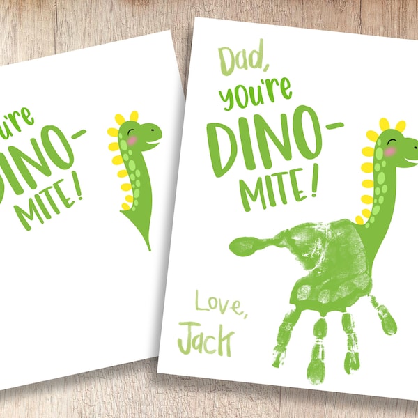 Father's Day Dinosaur Pun Printable | Kids' Handprint Keepsake | Teacher and Parent Resources | Crafts for Pre-K and Kindergarten Children