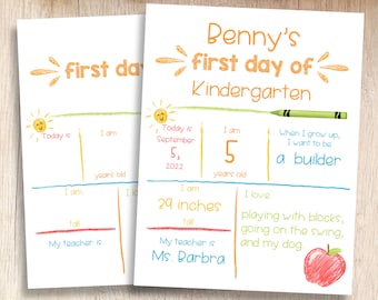 First Day of School Sign | Personalized Sign for Kids | Back to School Photo Prop | Parent & Teacher Resources and Keepsakes