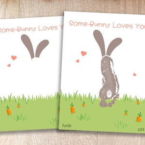 Stampabile di Pasqua / "Qualcuno coniglietto ti ama" / Ricordo delle impronte dei bambini / Risorse per insegnanti e genitori / Lavoretto per la scuola materna e materna
