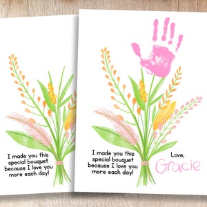 Ramo del Día de la Madre Imprimible / Recuerdo de la huella de la mano de los niños / Recursos para maestros y padres / Manualidades para niños de preescolar y jardín de infantes