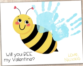 Valentine's Day Printable | BEE My Valentine | Kids' Handprint Keepsake | Teacher/Parent Resources | Pre-K and Kindergarten Crafts