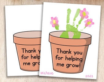 Teacher Appreciation Printable | "Thank You For Helping Me Grow" | Teacher & Parent Resources | Crafts for Pre-K and Kindergarten Children