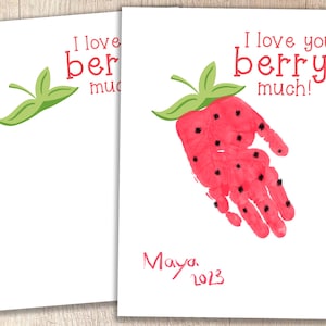 Afdrukbare Valentijnsdag | Ik hou veel van je BERRY | Handafdruk kinderaandenken | Bronnen voor leerkrachten/ouders | Knutselen voor kleuters en kleuters