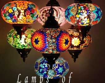 Amazing 7 Globe Turkish Chandelier Lamp, Moroccan lamp, chandelier for cafes and restaurants, Living Room Chandelier